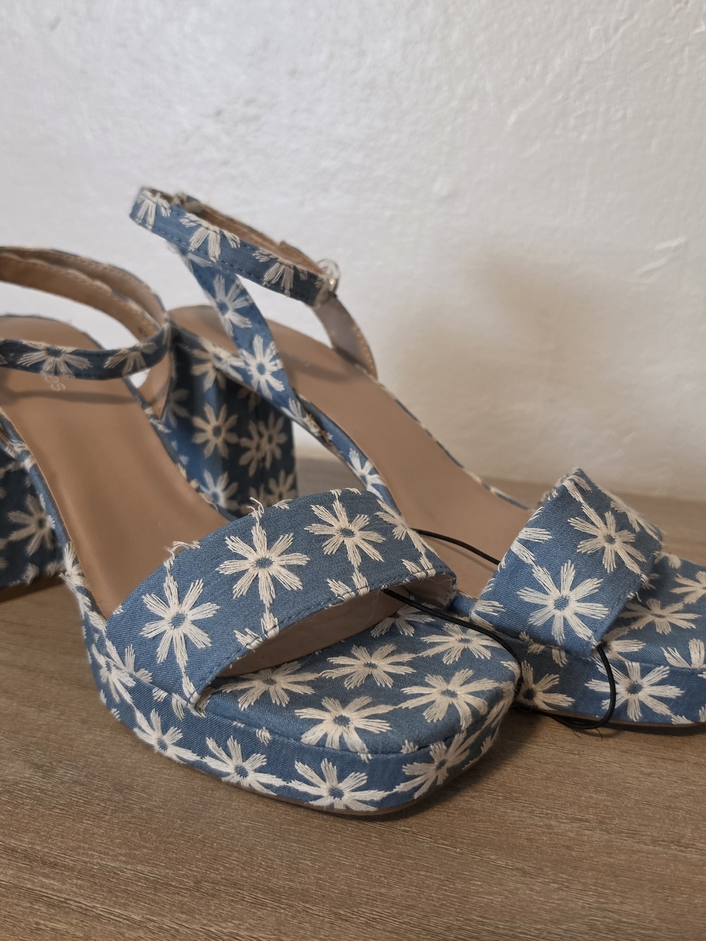 Maurices Blue Daisy Embroidered Platform Sandals